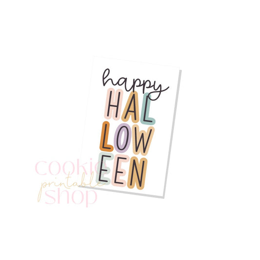happy halloween rectangle tag - digital download