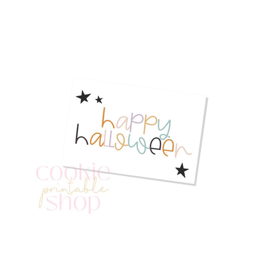 happy halloween rectangle tag - digital download