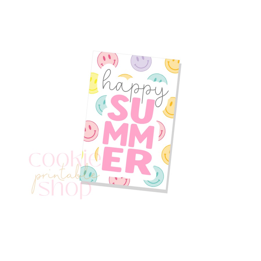 happy summer rectangle tag - digital download