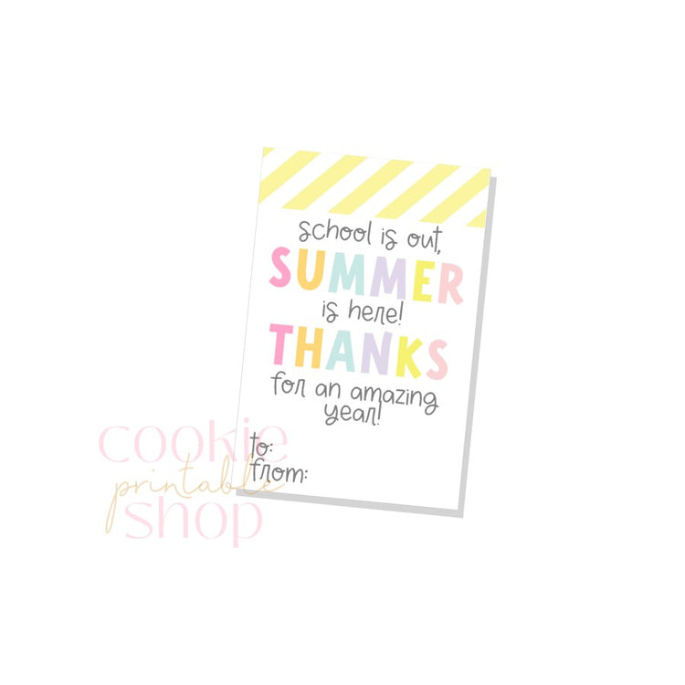 school is out, summer is here! thanks for an amazing year rectangle tag - digital download