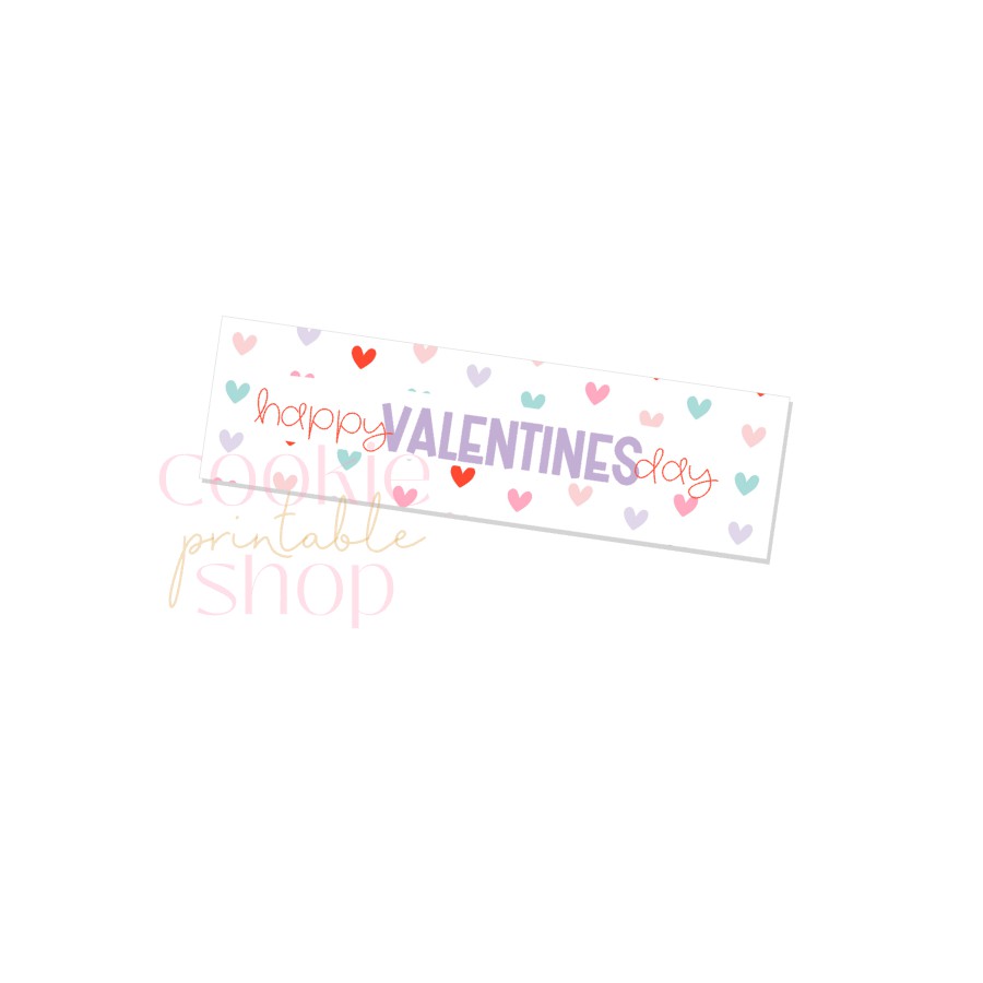 happy valentines day skinny rectangle tag - digital download