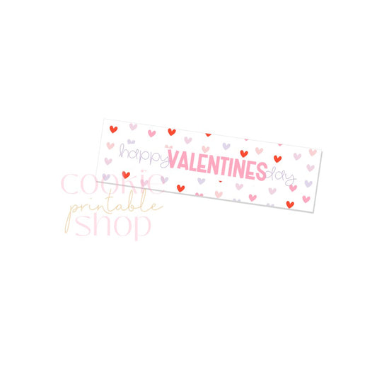 happy valentines day skinny rectangle tag - digital download