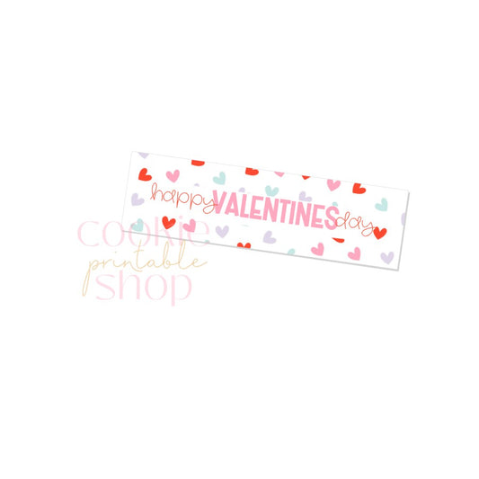 happy valentines day skinny rectangle tag - digital download