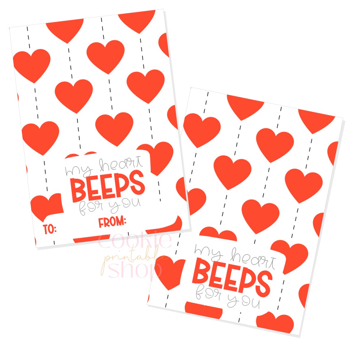 my heart beeps for you cookie card - digital download