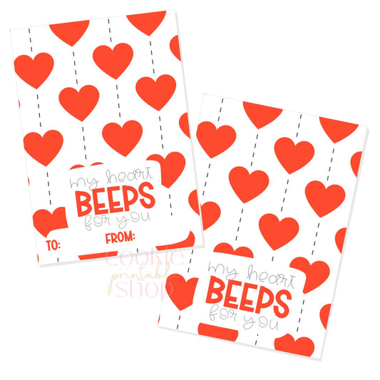 my heart beeps for you cookie card - digital download