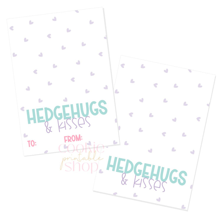 hedgehugs & kisses cookie card - digital download