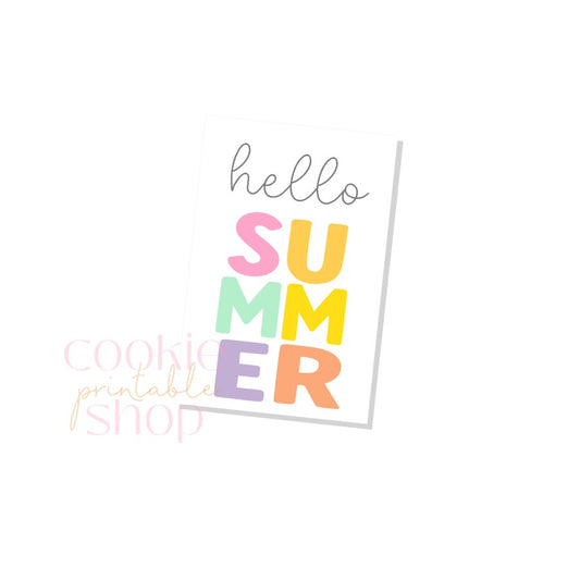 hello summer rectangle tag - digital download