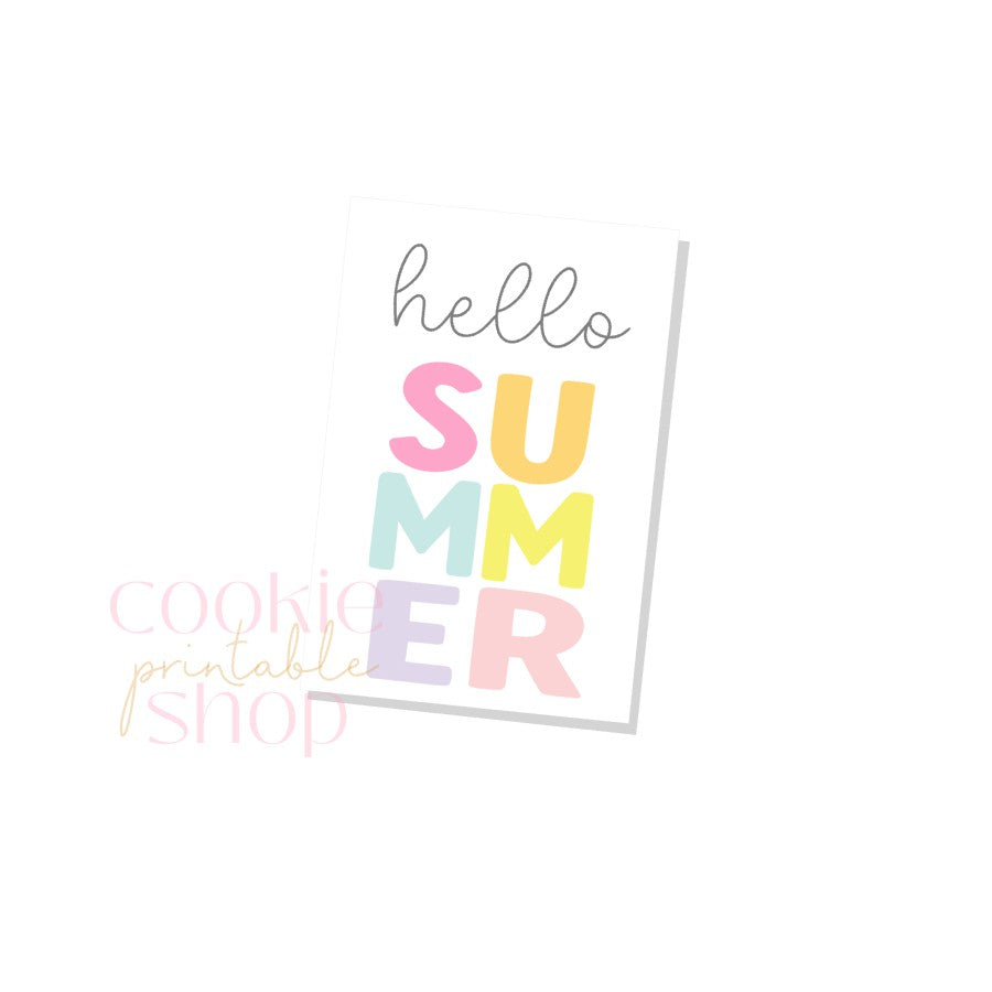 hello summer rectangle tag - digital download