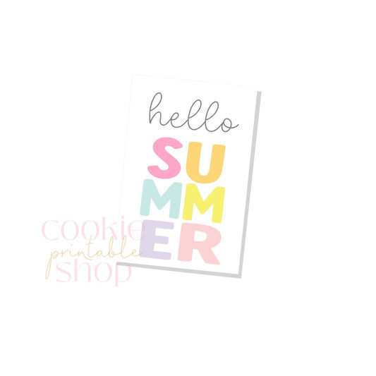 hello summer rectangle tag - digital download