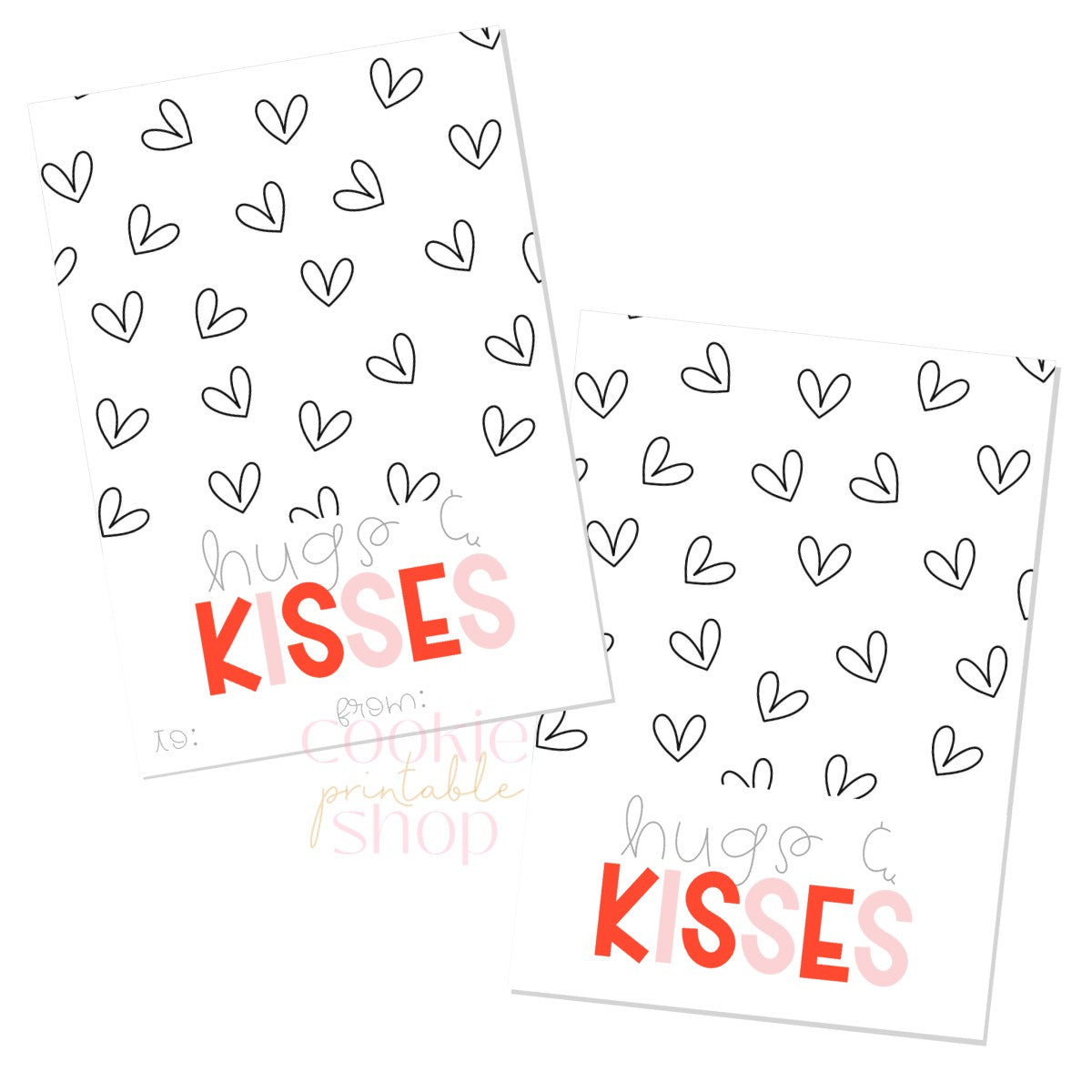 hugs & kisses cookie card - digital download