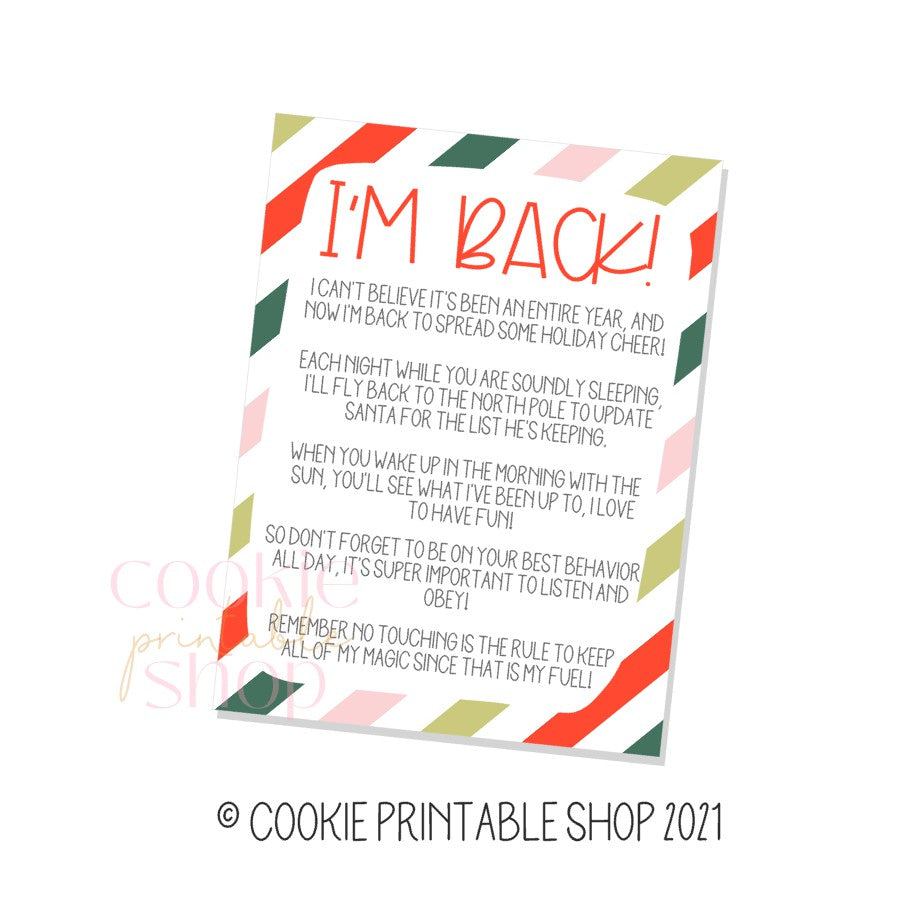 I'm back elf poem - digital download