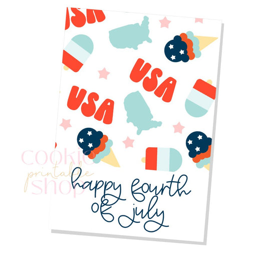 happy fourth cookie card - digital download