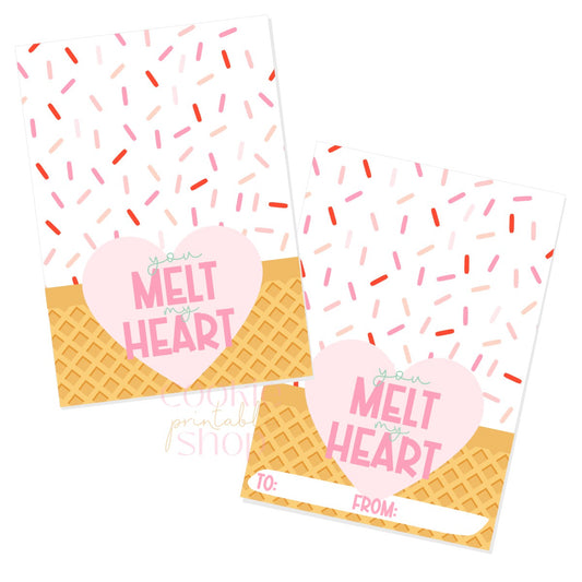 you melt my heart cookie card - digital download