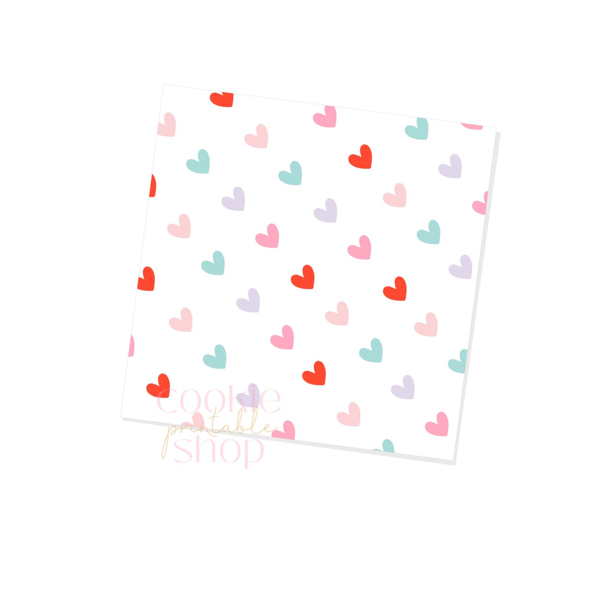 multicolored hearts box backers for multiple sizes - digital download