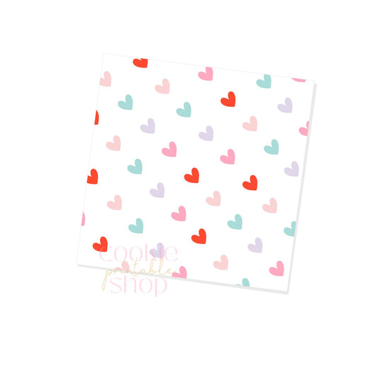 multicolored hearts box backers for multiple sizes - digital download