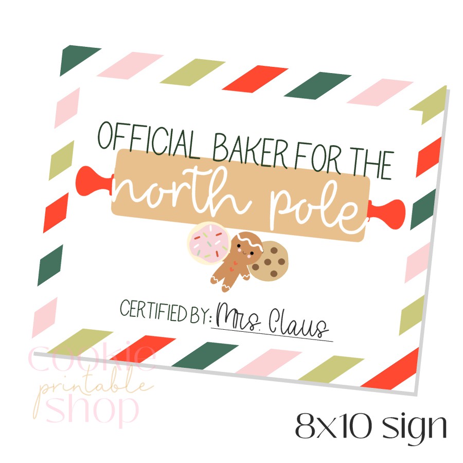 official north pole baker certificate 8x10 - digital download