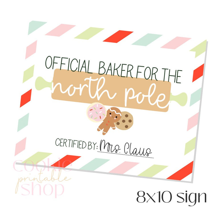 official north pole baker certificate 8x10 - digital download