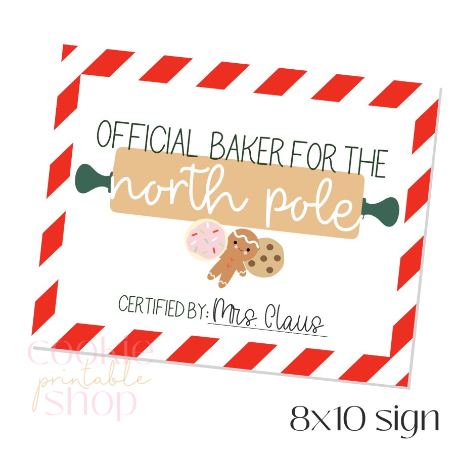 official north pole baker certificate 8x10 - digital download