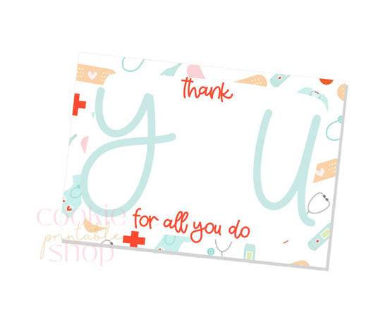 thank you for all you do nurse appreciation cookie card - digital download