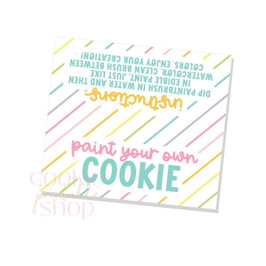 paint your own cookie instructions bag topper - digital download