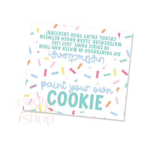 paint your own cookie instructions bag topper - digital download