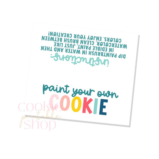 paint your own cookie instructions bag topper - digital download