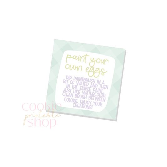 paint your own eggs 3 inch square tag - digital download