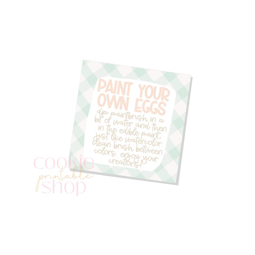 paint your own eggs 3 inch square tag - digital download