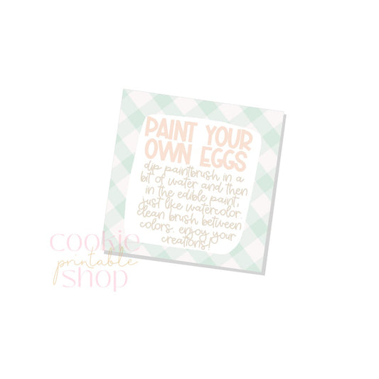 paint your own eggs 3 inch square tag - digital download