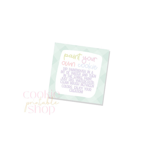 easter paint your own cookie 2.5 inch square tag - digital download