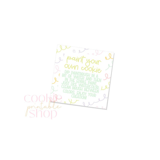 easter paint your own cookie 2.5 inch square tag - digital download