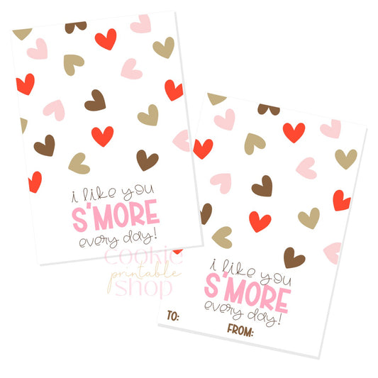 i like you s'more every day cookie card - digital download
