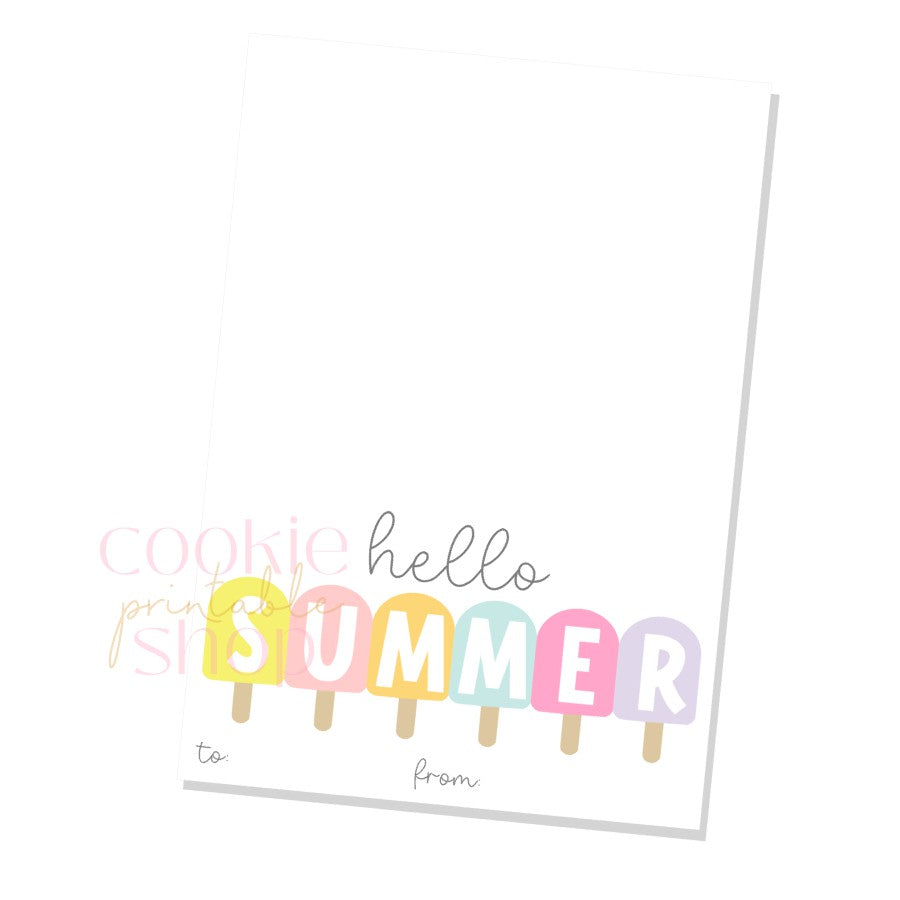 hello summer cookie card - digital download