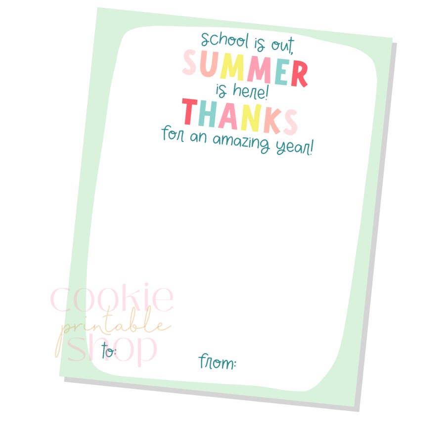 summer gift card holder / cookie card - digital download