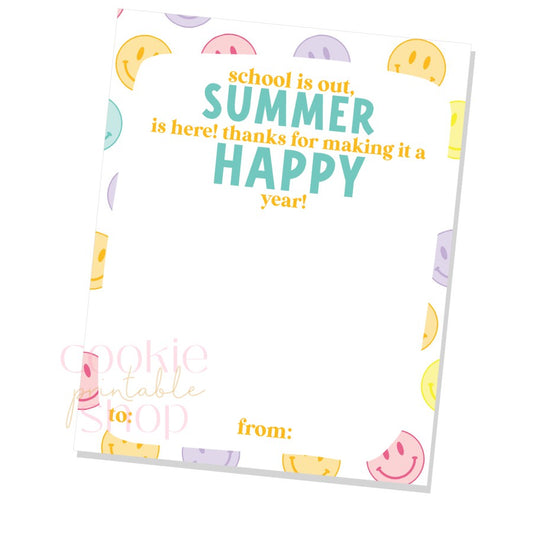 summer gift card holder / cookie card - digital download