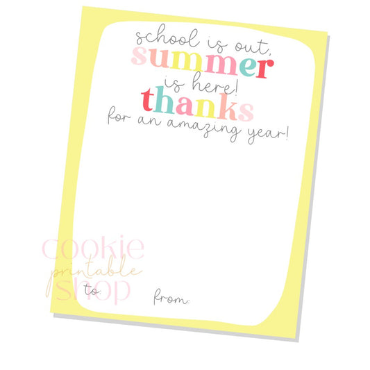 summer gift card holder / cookie card - digital download