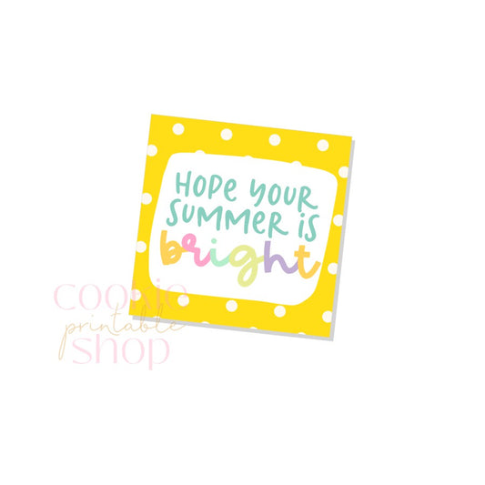 hope your summer is bright tag - digital download