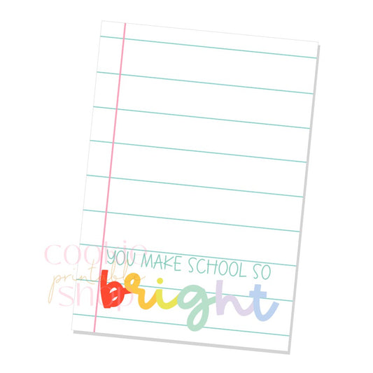 you make school so bright cookie card - digital download