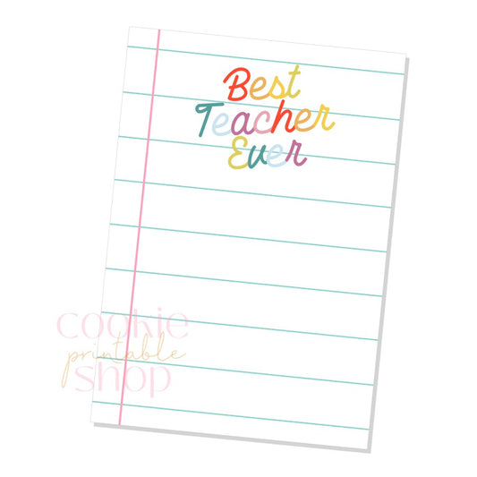 best teacher ever cookie card - digital download