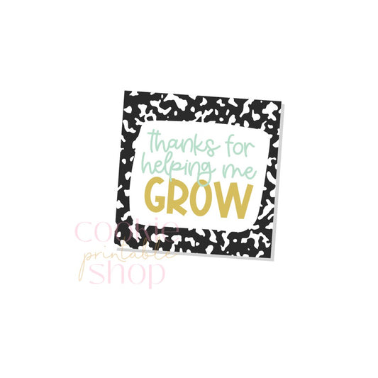 thanks for helping me grow tag - digital download