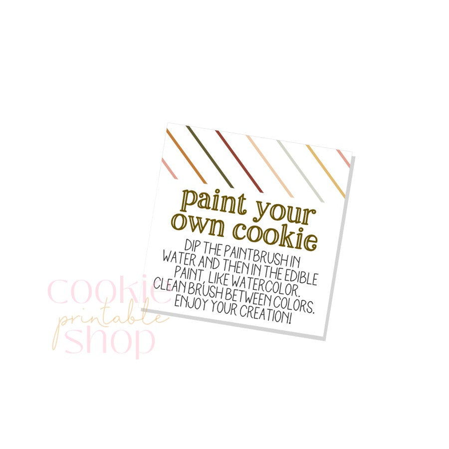 paint your own cookie 2.5 inch square tag - digital download