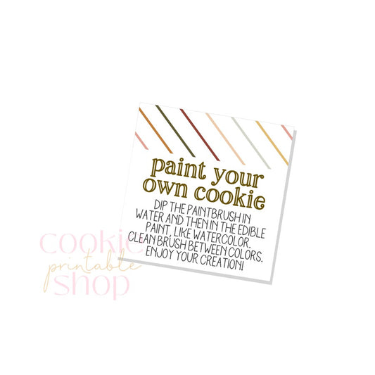paint your own cookie 2.5 inch square tag - digital download