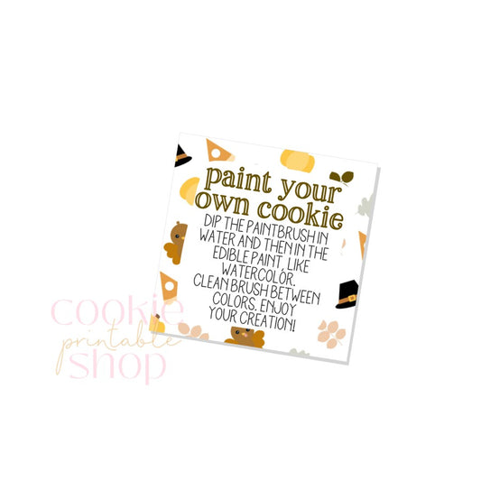 paint your own cookie 2.5 inch square tag - digital download