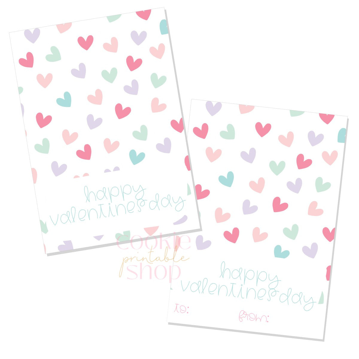 happy valentines day cookie card - digital download