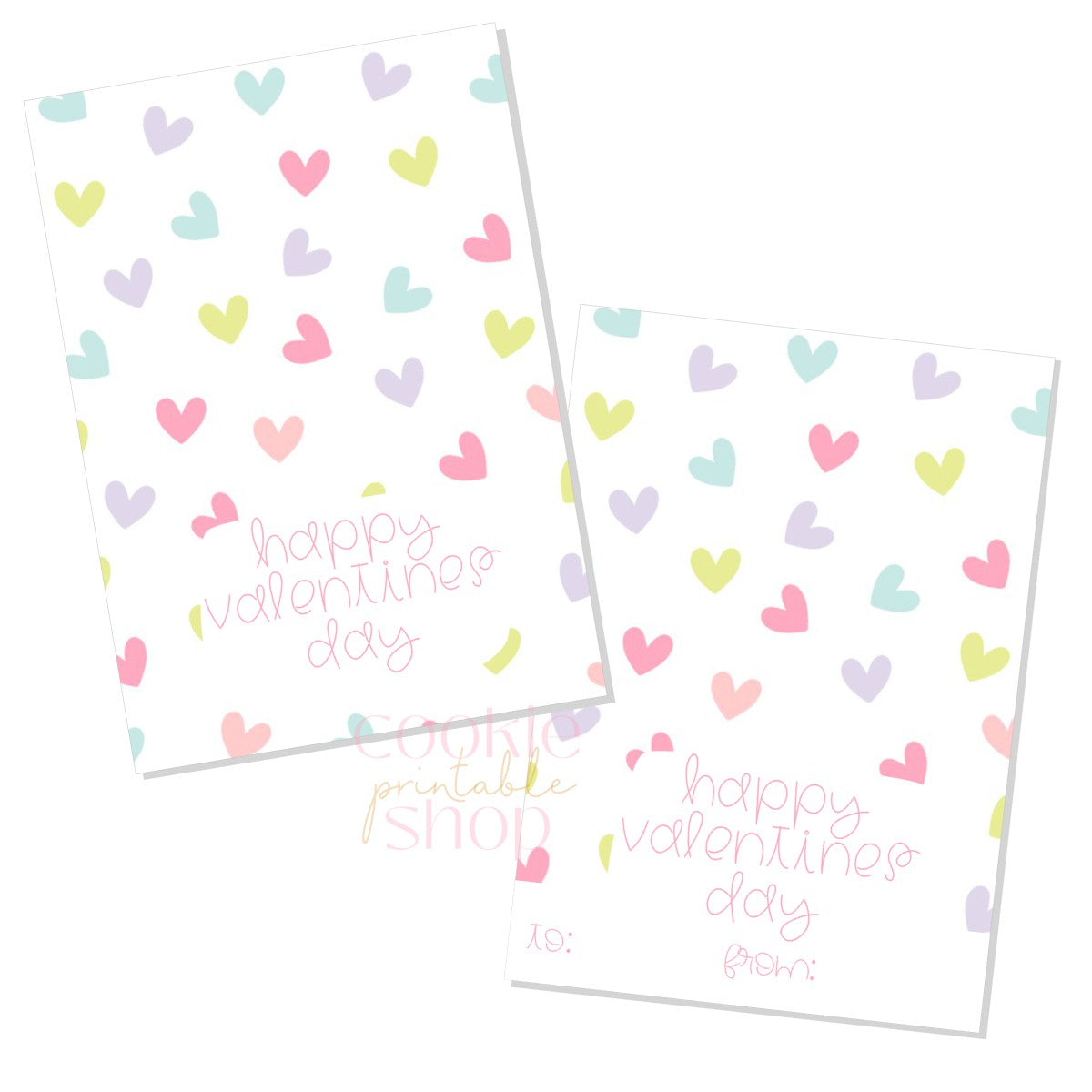 happy valentines day cookie card - digital download