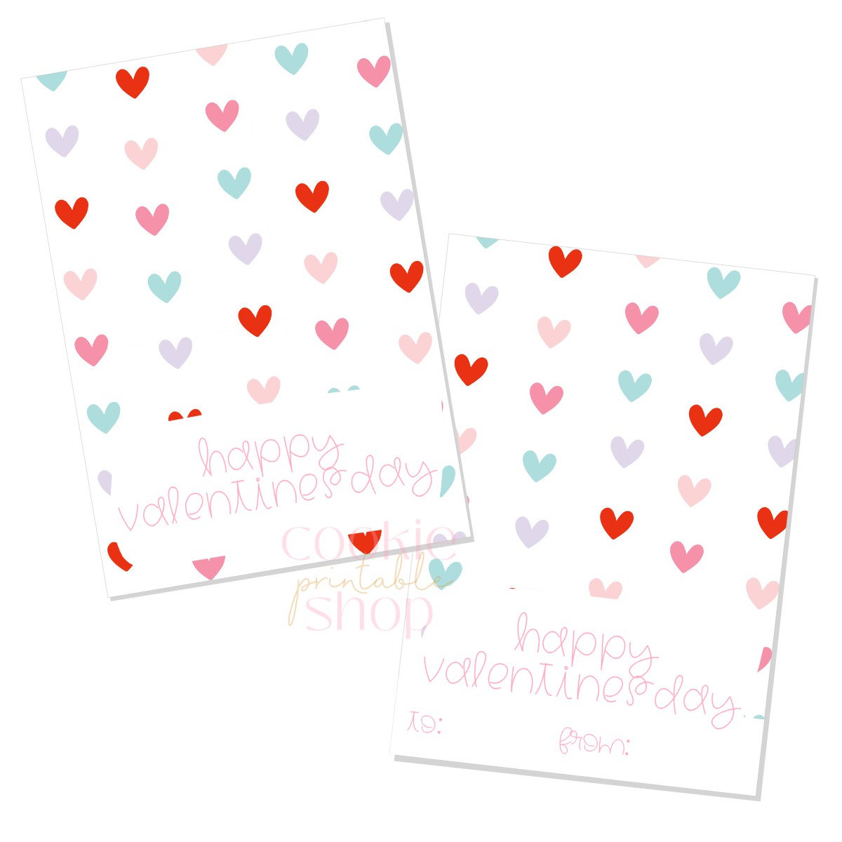 happy valentines day cookie card - digital download