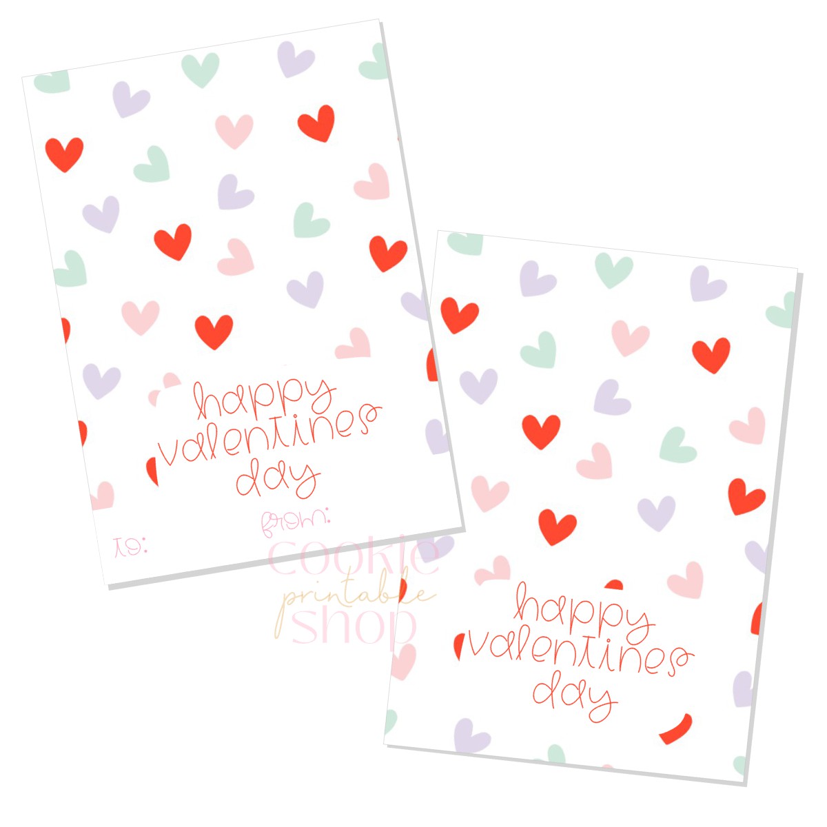 happy valentines day cookie card - digital download